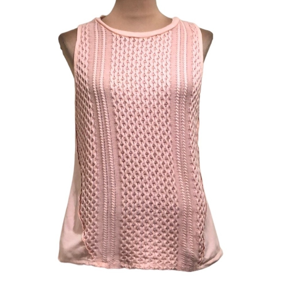 Anthropologie Saturday Sunday Tank Top Size Medium Pastel Peach Pink Cable Knit
